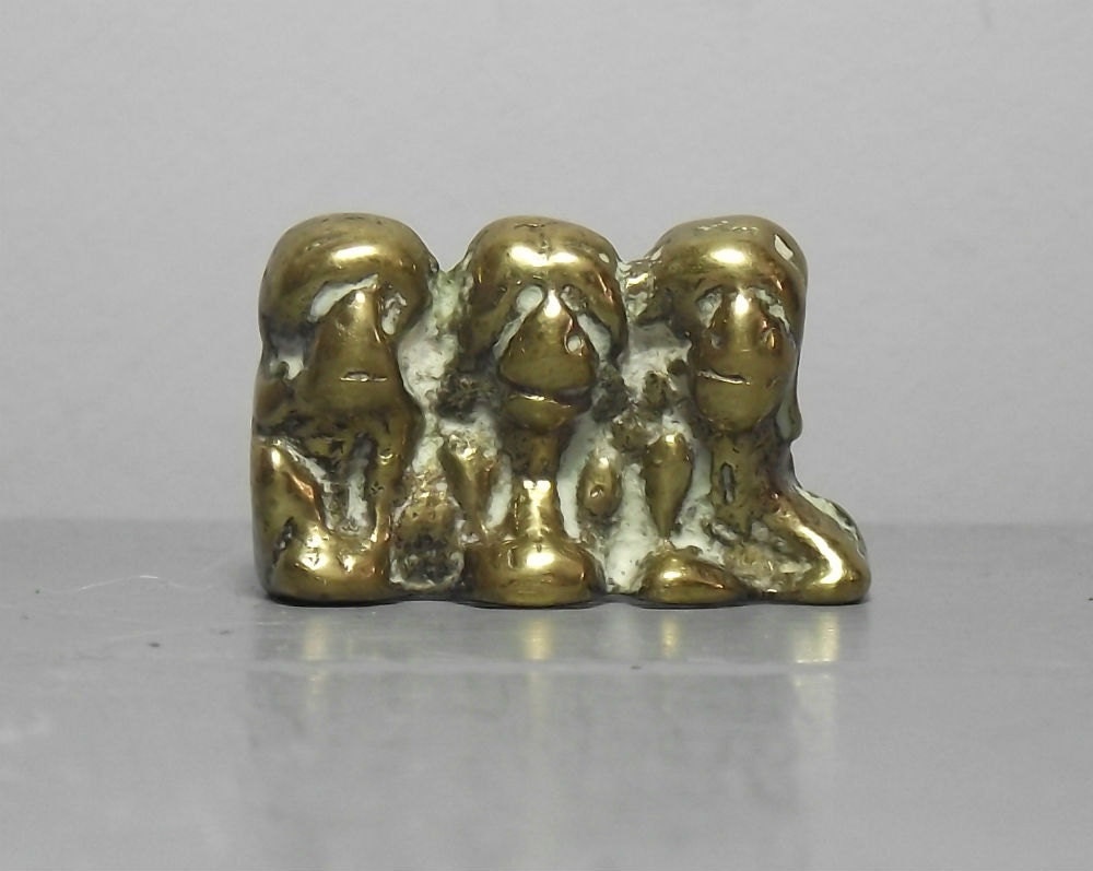 three wise monkeys brass ornament