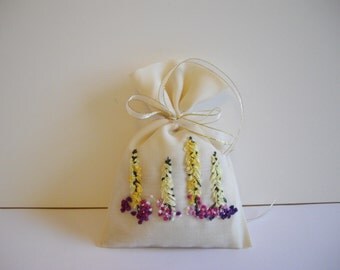 Handmade Embroidered Lavender Bag