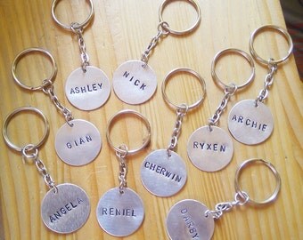 Personalized keychain, metal stamped keychain, wedding souvenir, party favors