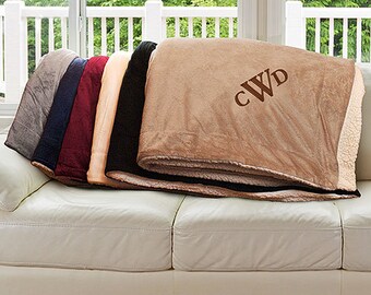 Embroidered Sherpa Blanket, Embroidered Monogram Blanket, Monogram Sherpa Throw