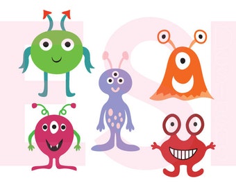 Space alien designs, SVG, DXF, PNG & Eps, svg cutting files, use with Silhouette Studio and Cricut Design space. Space svg, Kids svg files