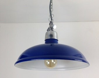 Dark Blue Factory Ceiling Light