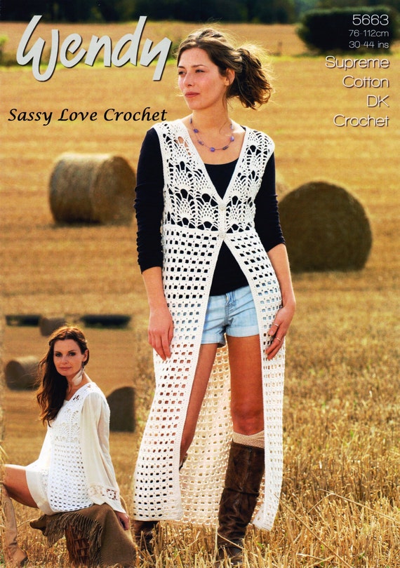 lace pattern crochet waistcoat Vest Crochet pattern, Crochet Short duster Pineapple Long/ Pattern,