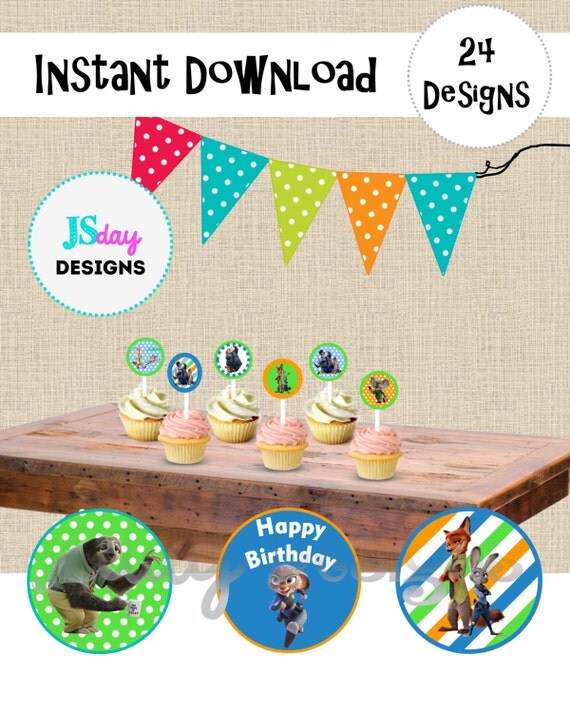 Zootopia Cupcake Topper Zootopia Party Supplies Birthday