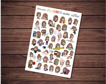 Mi'Me Mega Sampler Kawaii Chibi Girl Emoticon Planner Stickers - Erin Condren Life Planner, Happy Planner, Inkwell Press & Filofax