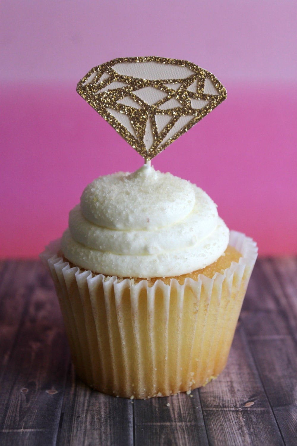 Gold Glitter Ring Diamond Engagement Ring. Cupcake by Cravefetti