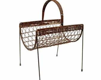 Italian Wicker and Wire Magazine Caddy