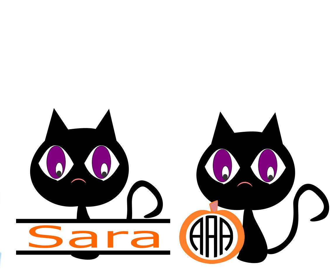 Download Black Cat Monogram Frame svg eps dxf eps Halloween Monogram