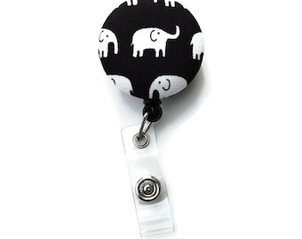 Retractable ID Badge Holder - Elephant Badge Reel - Name Tag Reel - Choice of Clip