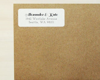 Simple Return Address Labels - Design #06, Wedding Return Address Labels, Brown Kraft Address Labels, Calligraphy Return Address Label