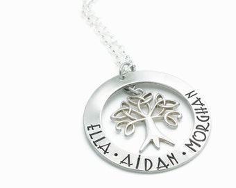 Sterling Silver Family Tree Necklace | Celtic Tree of Life Necklace | Mothers Necklace | Celtic Knot Necklace