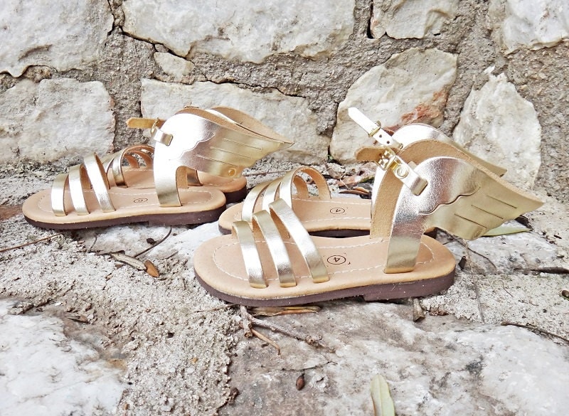 Hermes Gold Winged Kids/Baby Sandals/Genuine Greek High