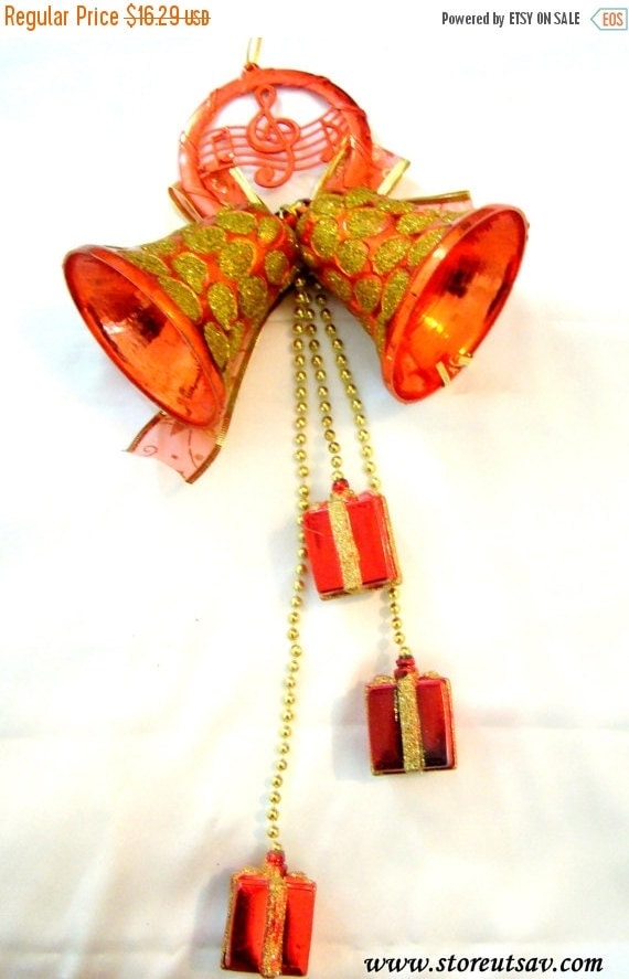 SALE-20% OFF Christmas Bells Decorative Red Hanging by StoreUtsav