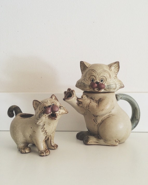 Vintage Cat Teapot and Creamer // Made in Japan Giftcraft