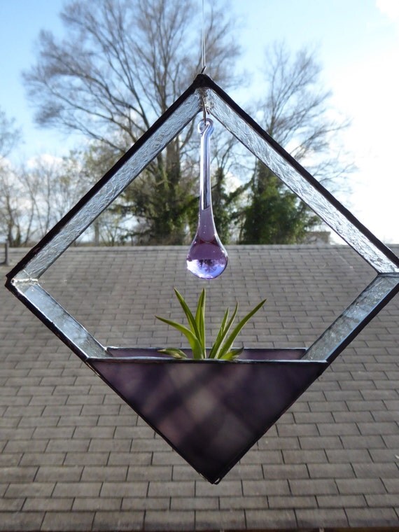 Stained Glass Window Planter with Air Plant by 5000DegreesStudio