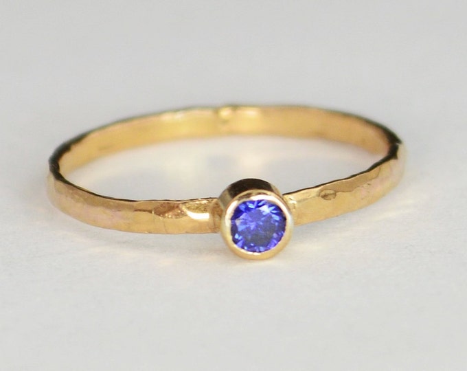 Classic Solid 14k Rose Gold Sapphire Ring, 3mm Solitaire, Solitaire, Real Gold, September Birthstone, Mothers Ring, Solid Rose Gold, band