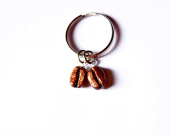 Unique gift for men coffee keychain, Car accessory men gift coffee lover, Eco Unisex gift, Vegan Bio gift, Man keyring funky gift eco resin