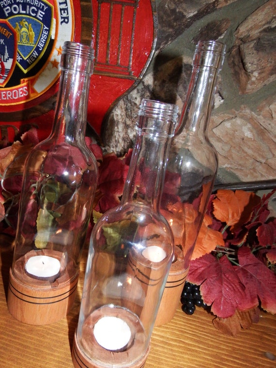 Wine Bottle Tealight Holders by on Etsy