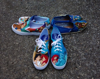 Items similar to Hand Painted Shoes - Punk Disney - Punk Ariel and Eric ...