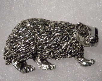 Badger Tie Pin, Lapel pin, animal Brooch, pin badge, small gift accessory, wildlife pin. Designed and handmade in Scotland by SJH Designs