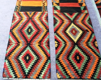 Turkish Small Kilim Rugs / 6'5' x 1'10'' ft /1.96 x 0.55 mt /6'4''x 1'9''ft / 1.92 x 0.52 mt
