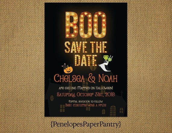 Halloween Wedding Save The Date CardOrange by