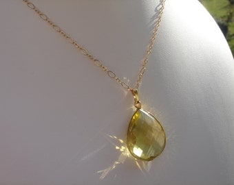 Goldfilled 585, sparkling lemon quartz necklace. A dream!