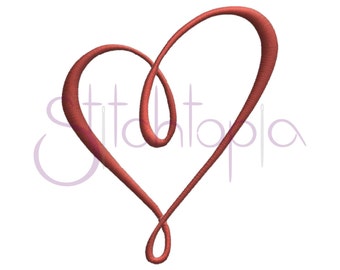 Loopy Heart Embroidery Design - 9 Sizes 10 Formats PES DST EXP Valentine's Day Heart Machine Embroidery Design - Instant Download Files