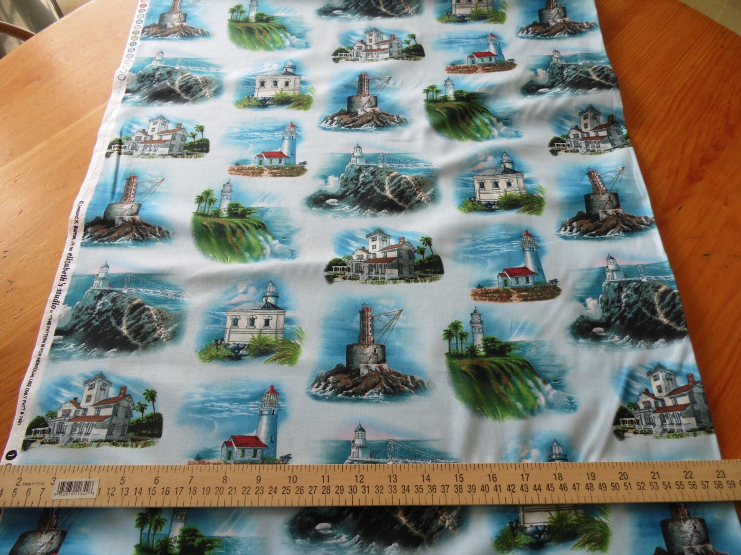 Elizabeth Studio Fabric West Coast Lighthouses Cotton