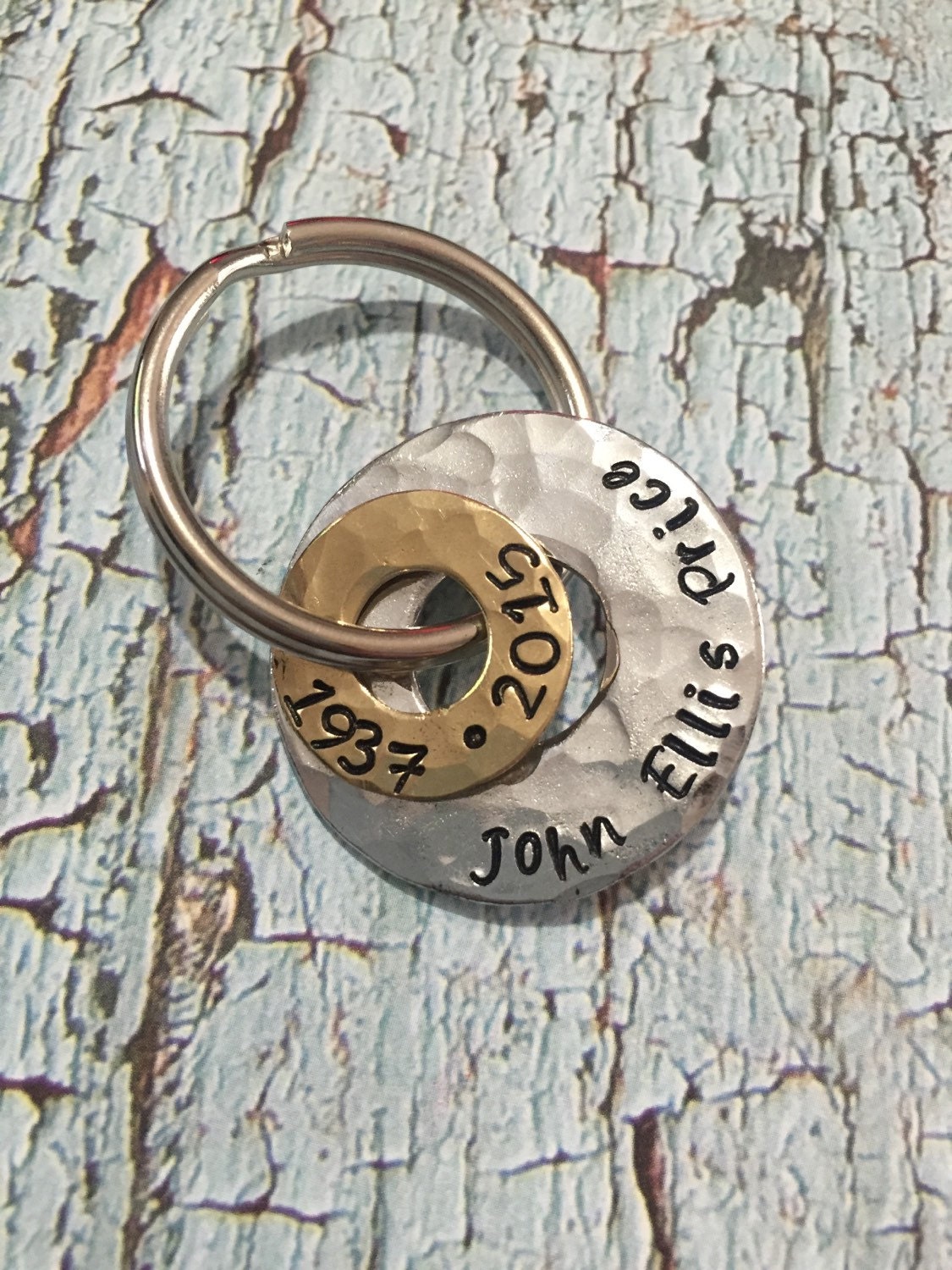 Memorial keychain in memory of keychain hand stamped