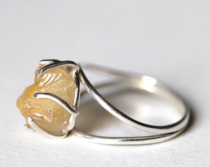 Raw Citrine gold ring, Rough stone ring, Citrinel silver ring, natural stone ring, citrine gold ring, Interesting ring, Row stone ring gift