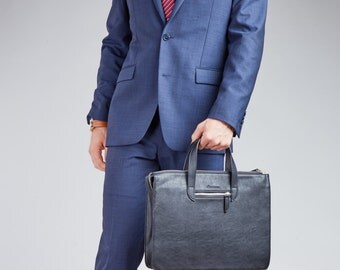 Summer Sale! Briefcase - Slim Bag For 13" Laptop, Vegan Leather By SettonBrothers Gifts For Him Fathers Day Gift