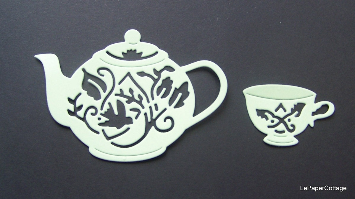 Tea pot and cup die cut