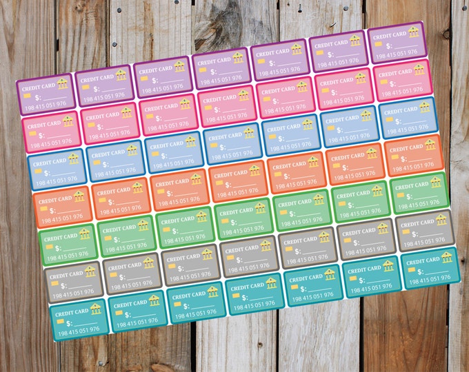 Credit Card Due Planner Stickers, for use with Erin Condren Life Planner, Kiki K, Plum Paper, Filofax, Inkwell
