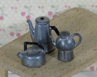 Doll house vintage kitchen coffee pot kettle espresso maker 1960s metal