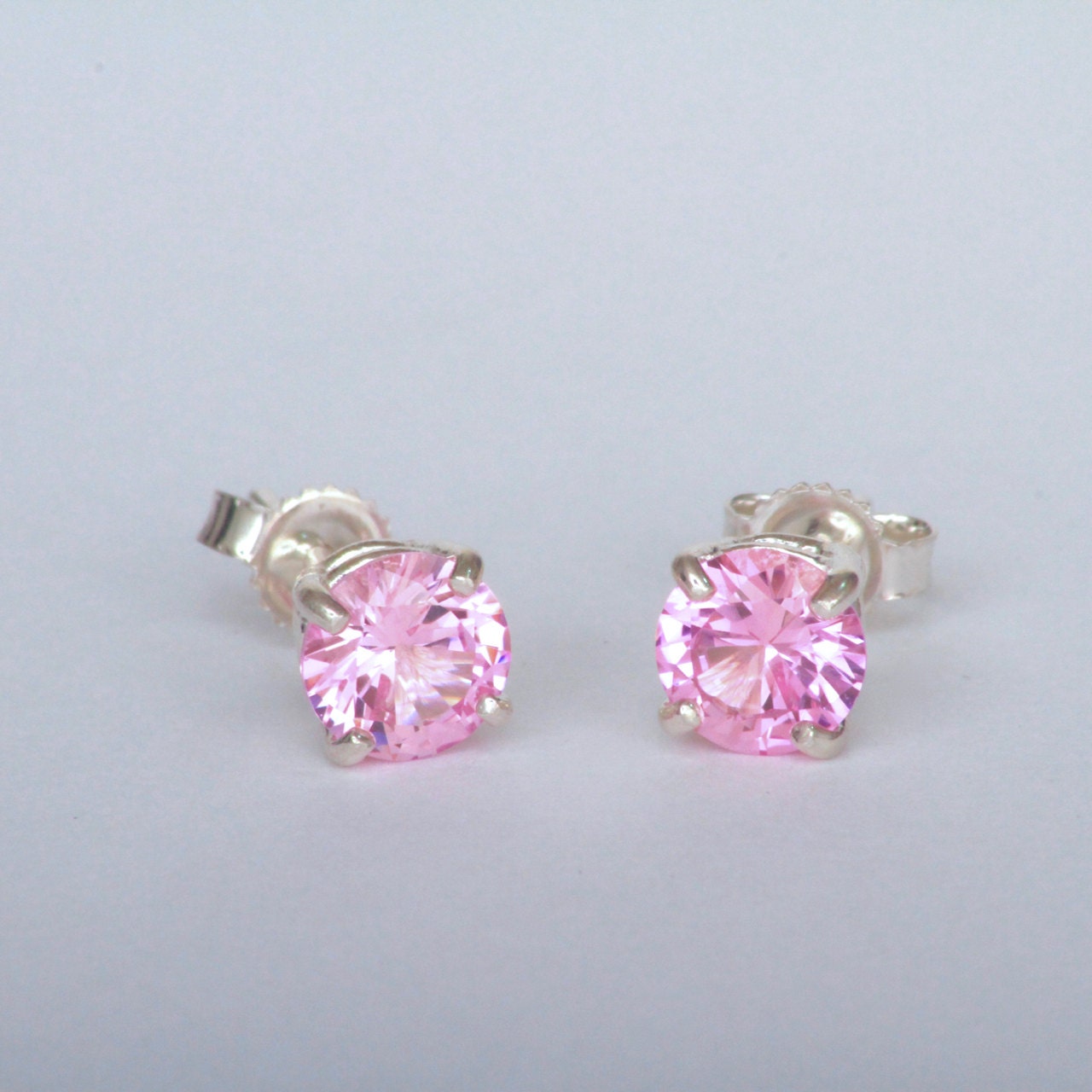 Lab Created 6mm Pink Sapphire Stud Earrings