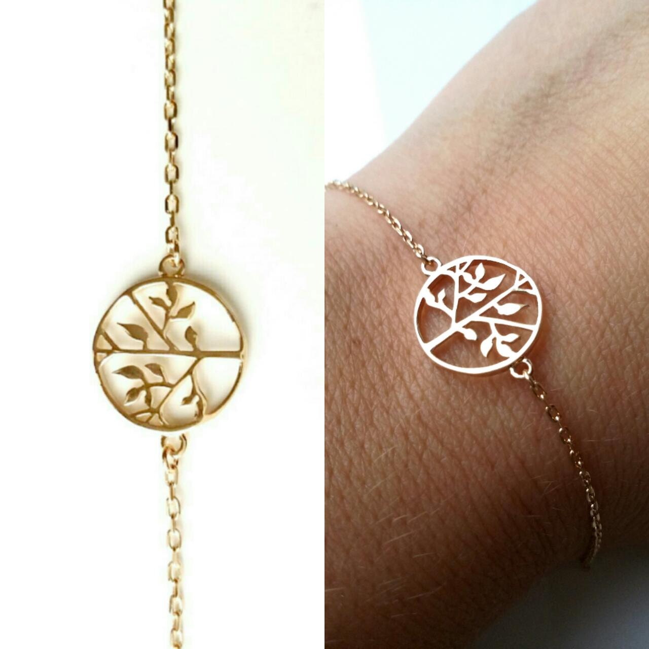 Tree of life gold plated bracelet 750 medal plated tree of