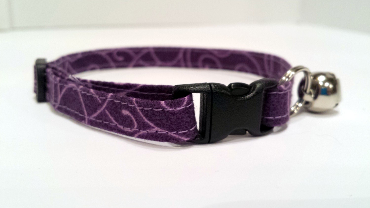 Dark Purple Swirl Kitten or Cat Collar Adjustable Fabric with