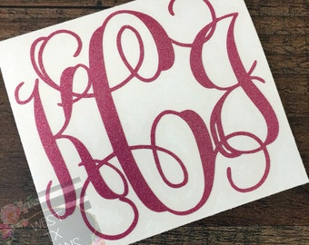 Glitter Monogram | Personalized Monogram | Custom Glitter Decal | Vinyl Decal | Yeti Decal