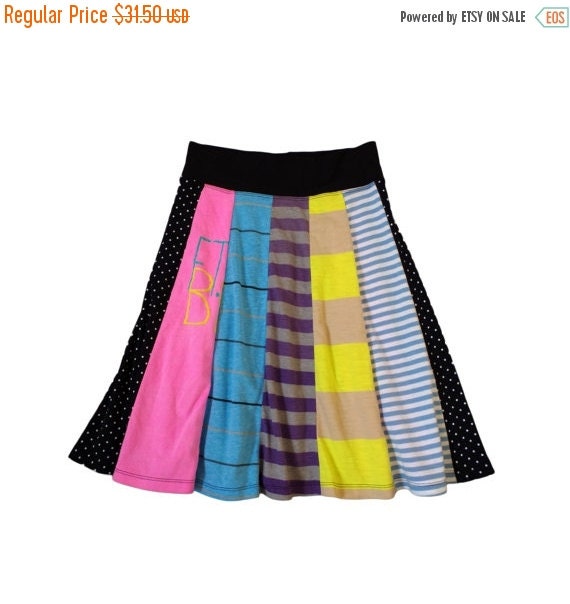30% OFF Multi-color Upcycled T Shirt Skirt: by JumeauxWear
