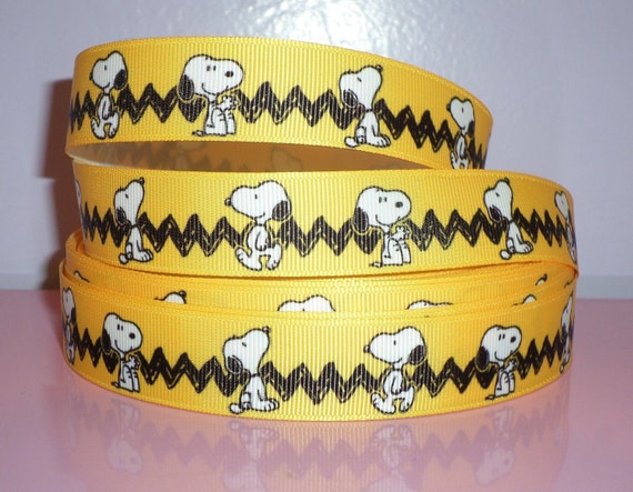 Snoopy Peanuts 7/8 grosgrain ribbon 1-3 yards by MontanaCraftDepot