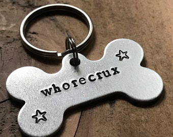 Whorecrux Pet ID Tag, Dog Tag, Hand Stamped Pet Tag