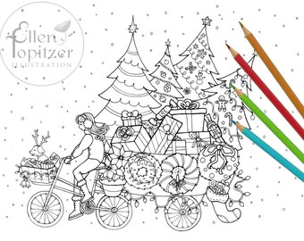 Tree coloring page | Etsy
