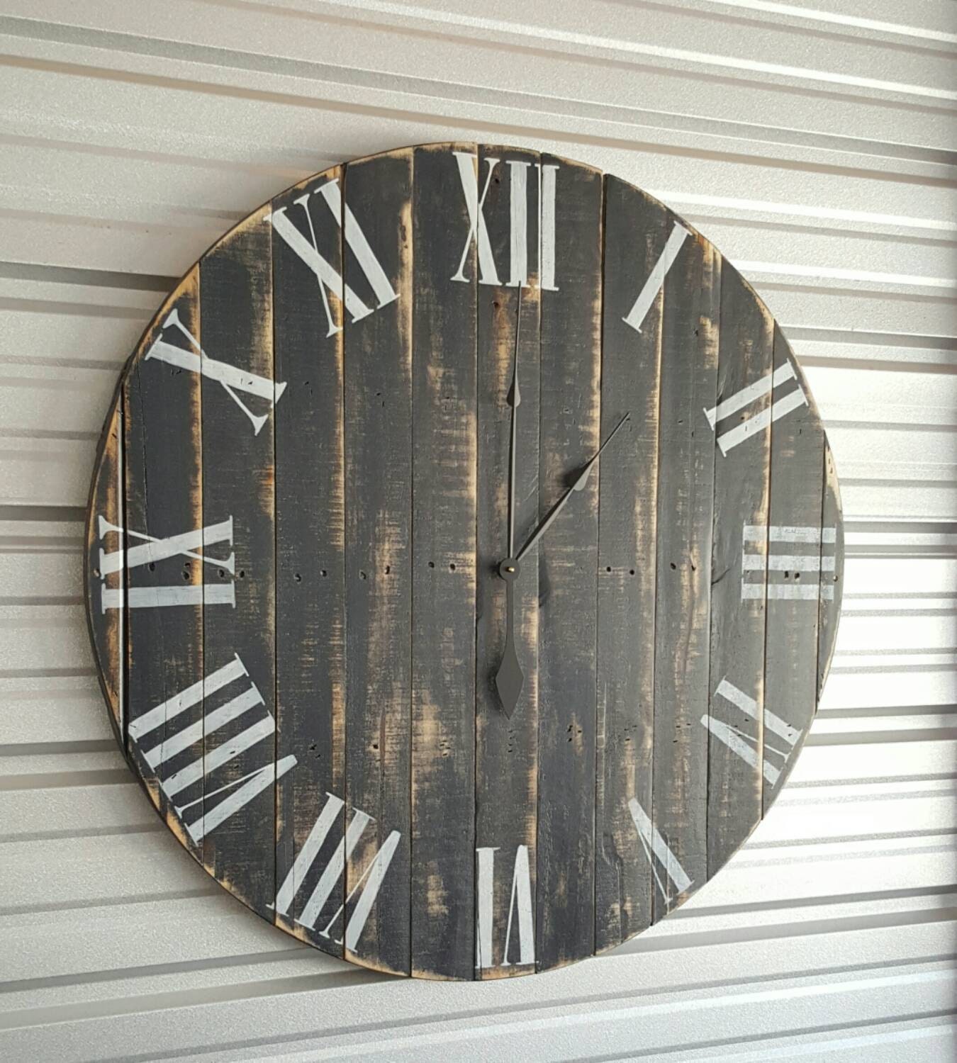 36 Weathered wood farmhouse style wall clock by AveryStDesignCo