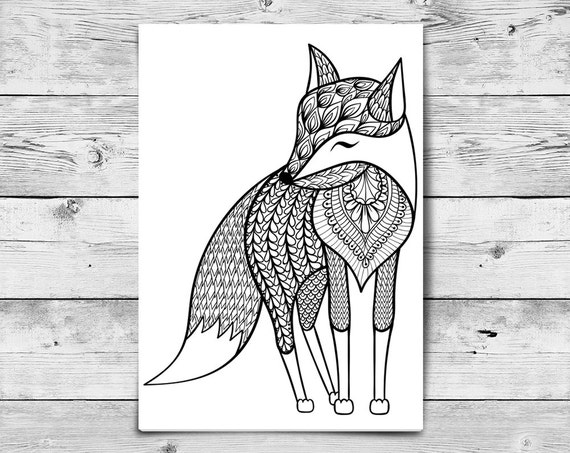 Adult Coloring  Page  Fox  Printable Colouring  Page 