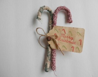 Homespun Candy Canes Christmas candy canes primitive Christmas ornaments bowl filler Candy Canes Country Christmas decor