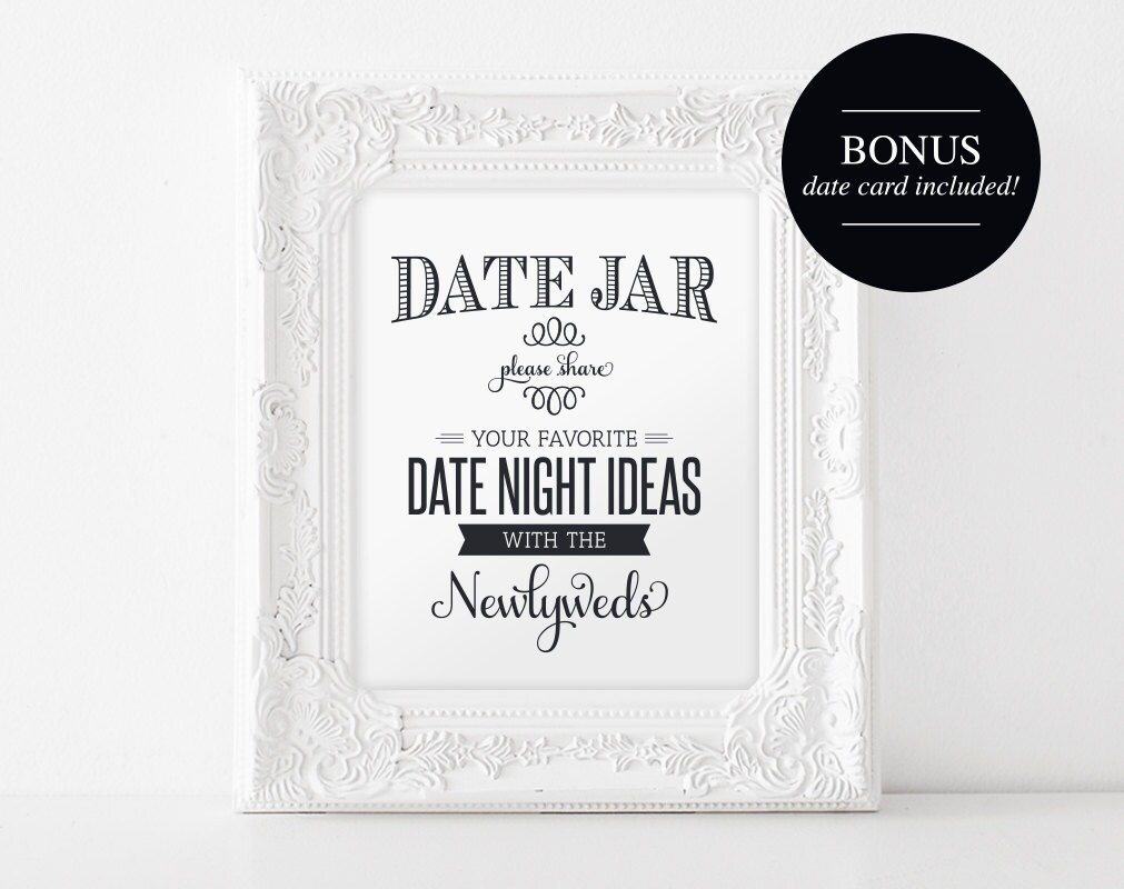 Date Night Jar Sign And Card Wedding By Blisspaperboutique On Etsy 