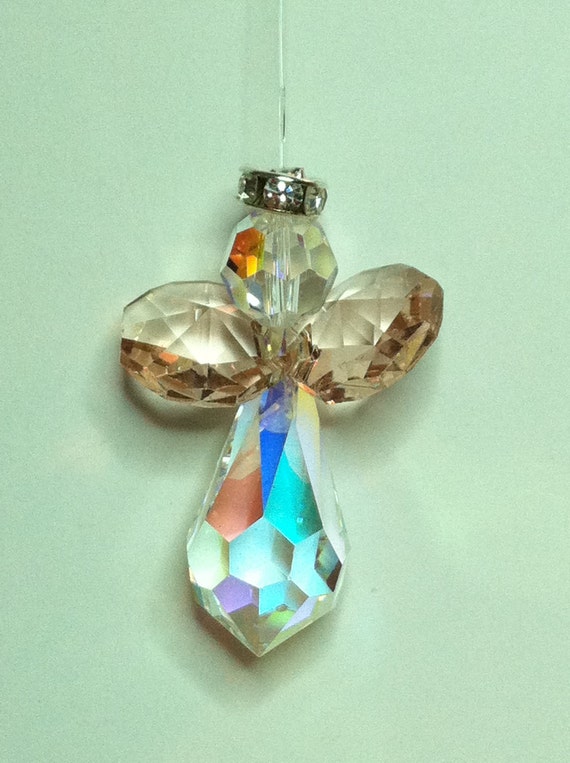swarovski crystal christmas angel with halo handmade ornament swarovski crystal christmas angel with halo handmade ornament