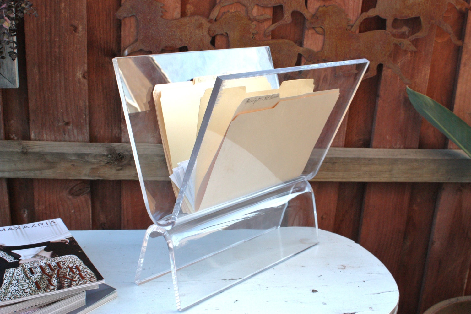 Reserved for Andrea MCM Acrylic Magazine Holder Mid Century