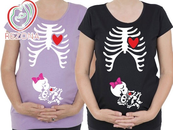 New Maternity Pregnancy funny xray skeleton baby girl with bow